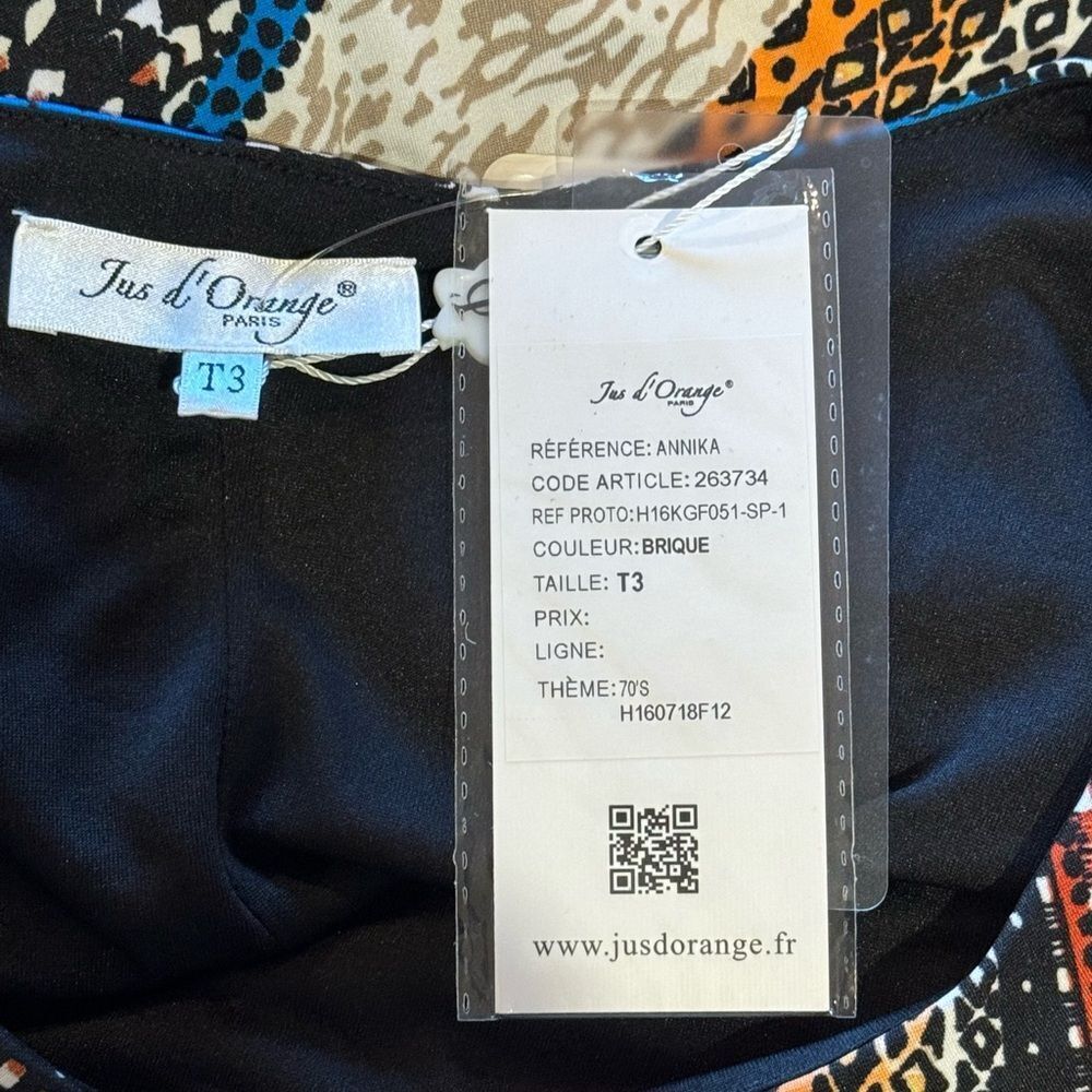 NWT Jus d’Orange Annika Abstract Print Ruched Dress Made in France. Medium. - Picture 7 of 8
